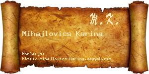 Mihajlovics Karina névjegykártya
